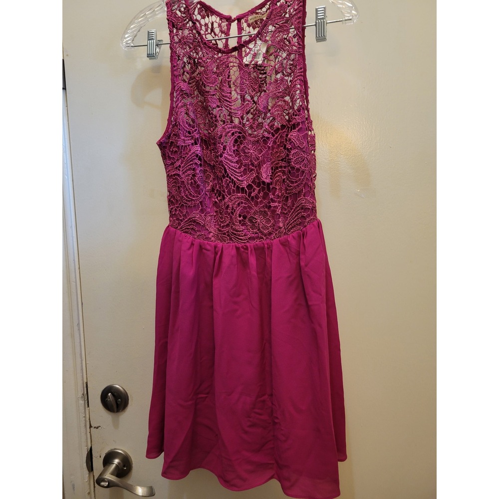 Mustard Seed A'Gaci Raspberry Magenta Lace Chiffon Party Dress Medium A6790 #201